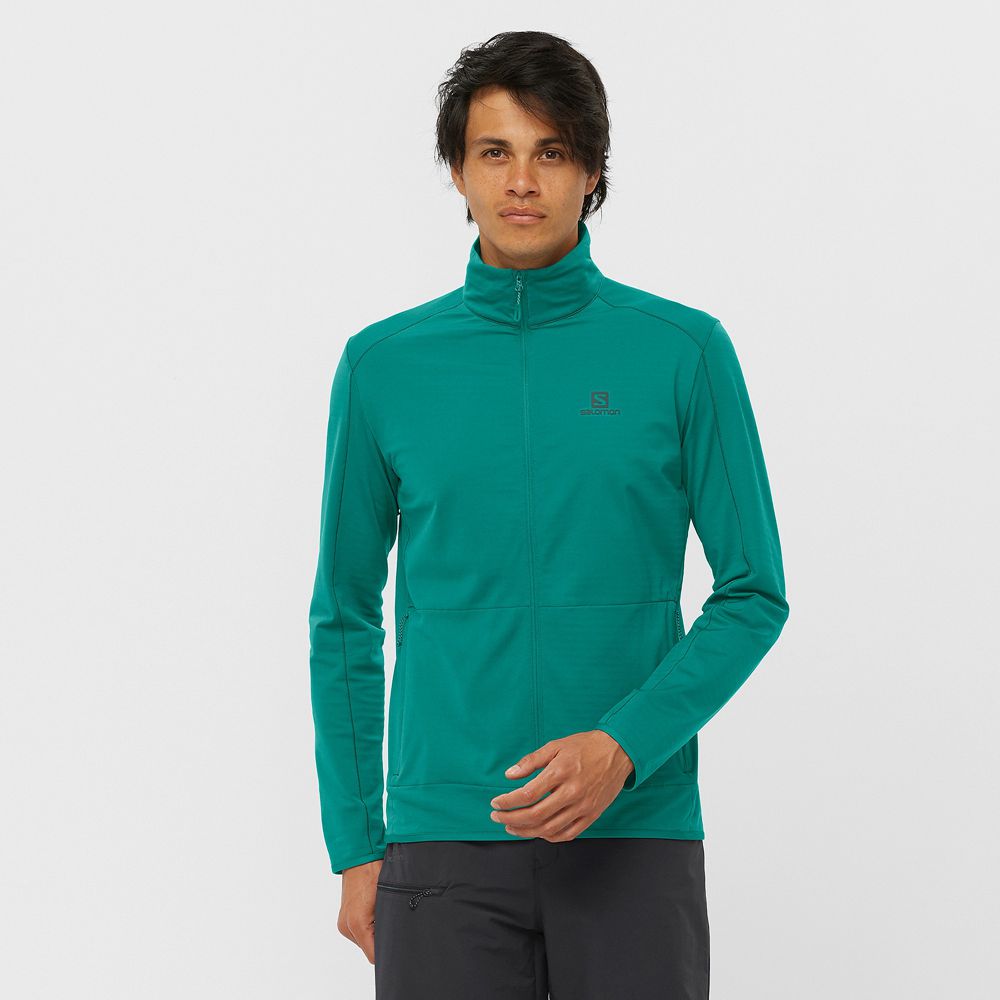 SALOMON ESSENTIAL LIGHTWARM Philippines - Men's Midlayers - Green | 321476-TZU